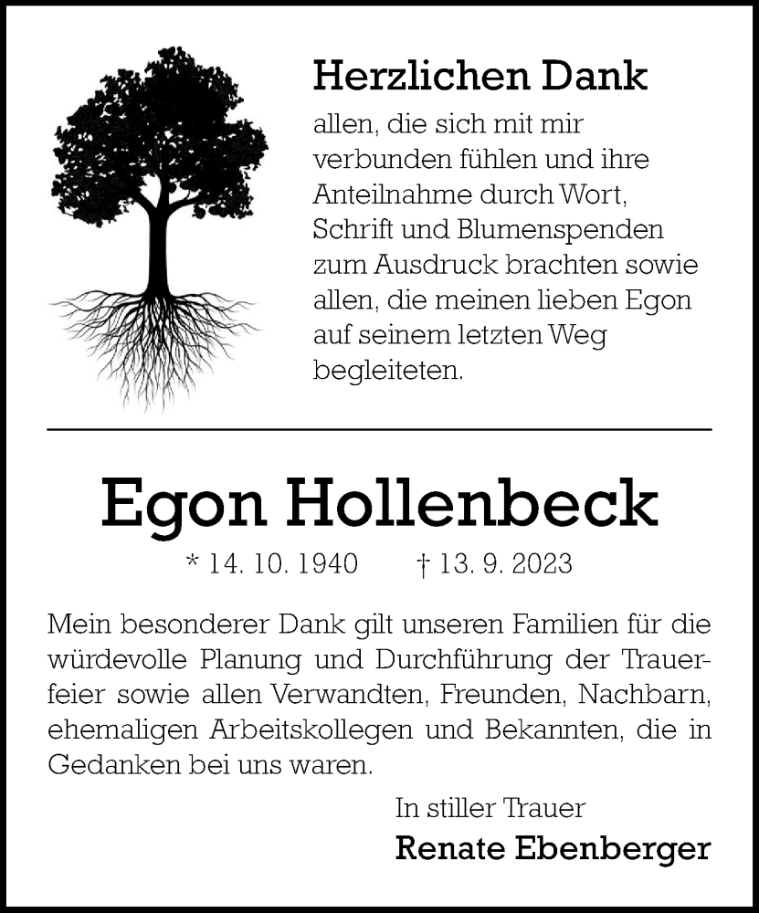  Traueranzeige für Egon Hollenbeck vom 25.10.2023 aus Neue Westfälische