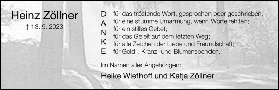Traueranzeige von Heinz Zöllner von Neue Westfälische