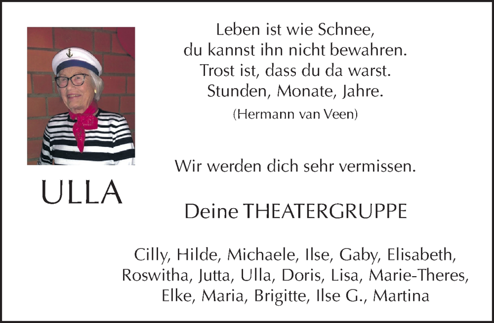  Traueranzeige für Ulla  vom 11.10.2023 aus Neue Westfälische