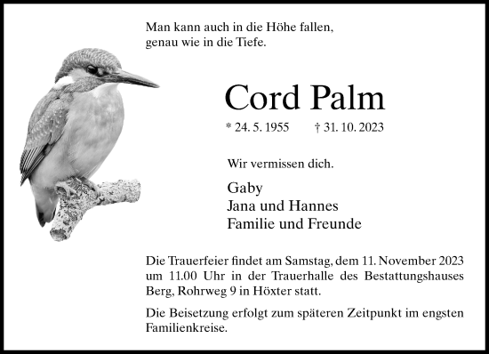 Traueranzeige von Cord Palm von Neue Westfälische