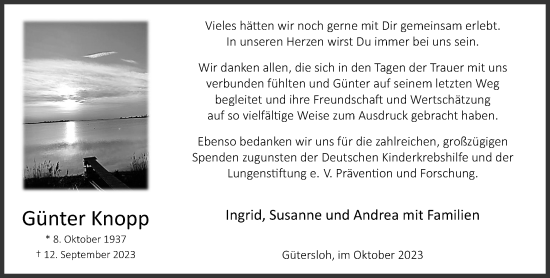 Traueranzeige von Günter Knopp von Neue Westfälische
