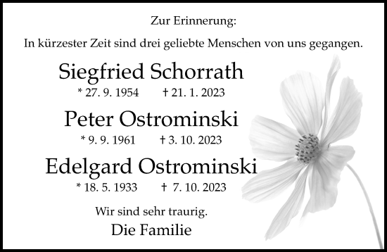 Traueranzeige von Siegfried, Peter und Edelgard Schorrath, Ostrominski von Neue Westfälische