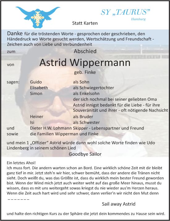 Traueranzeige von Astrid Wippermann von Neue Westfälische