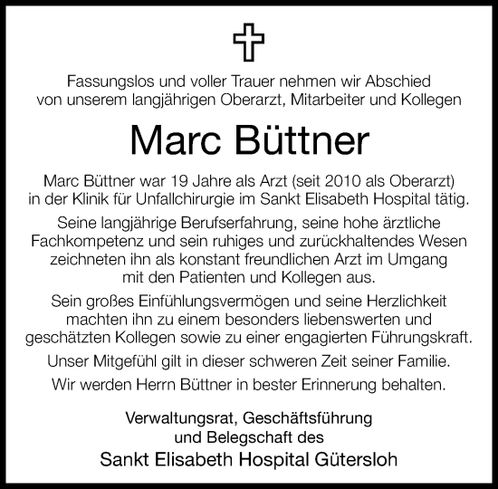 Traueranzeige von Marc Büttner von Neue Westfälische