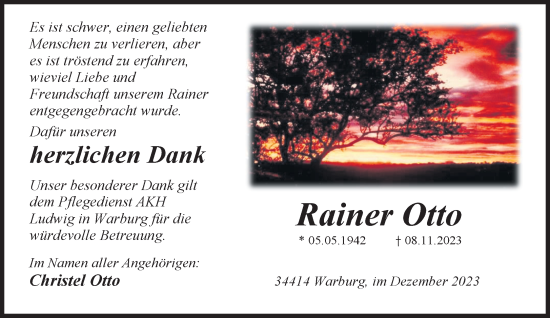 Traueranzeige von Rainer Otto von Neue Westfälische