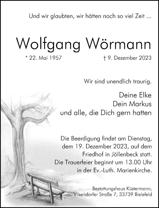 Traueranzeige von Wolfgang Wörmann von Neue Westfälische