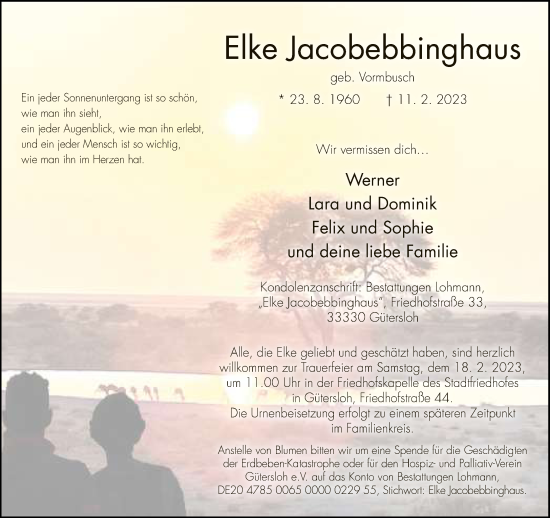 Traueranzeige von Elke Jacobebbinghaus von Neue Westfälische