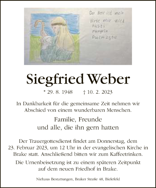 Traueranzeige von Siegfried Weber von Neue Westfälische