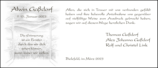 Traueranzeige von Alwin Gaßdorf von Neue Westfälische