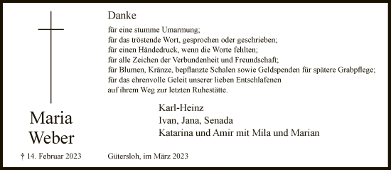 Traueranzeige von Maria Weber von Neue Westfälische