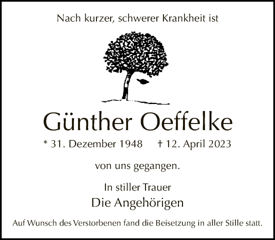 Traueranzeige von Günther Oeffelke von Neue Westfälische