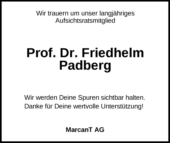 Traueranzeige von Friedhelm Padberg von Neue Westfälische