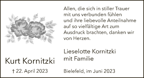 Traueranzeige von Kurt Kornitzki von Neue Westfälische
