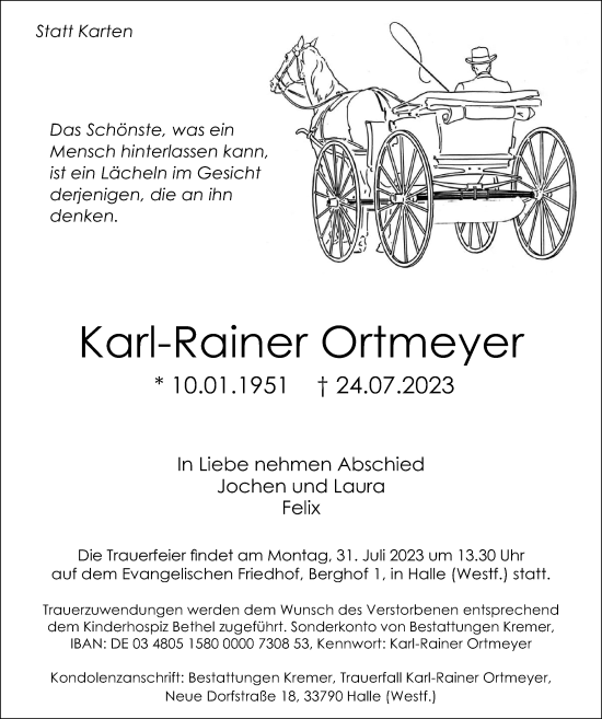 Traueranzeige von Karl-Rainer Ortmeyer von Neue Westfälische