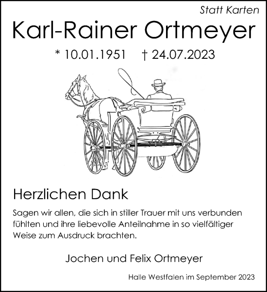 Traueranzeige von Karl-Rainer Ortmeyer von Neue Westfälische