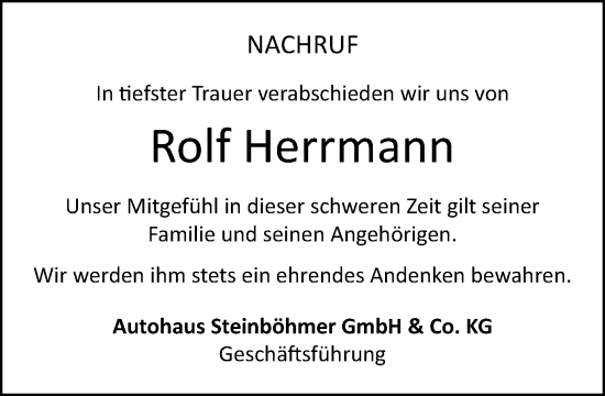 Traueranzeige von Rolf Herrmann von Neue Westfälische