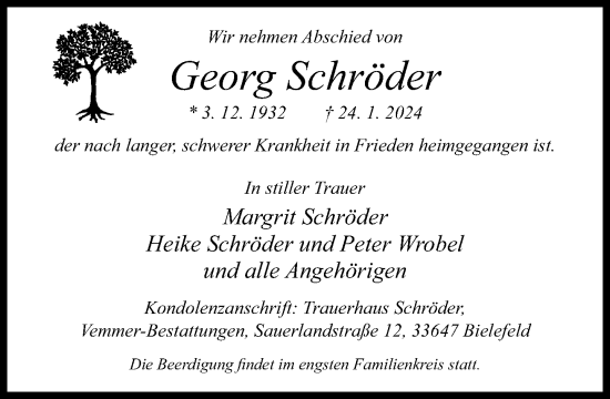 Traueranzeige von Georg Schröder von Neue Westfälische