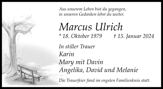 Traueranzeige von Marcus Ulrich von Neue Westfälische