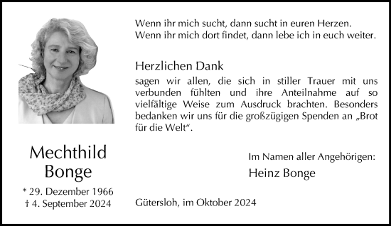 Traueranzeige von Mechthild Bonge von Neue Westfälische