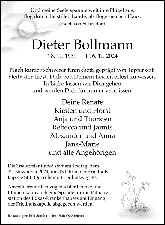 Traueranzeige von Dieter Bollmann von Neue Westfälische