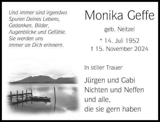 Traueranzeige von Monika Geffe von Neue Westfälische
