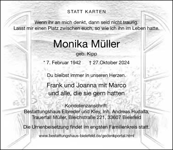 Traueranzeige von Monika Müller von Neue Westfälische