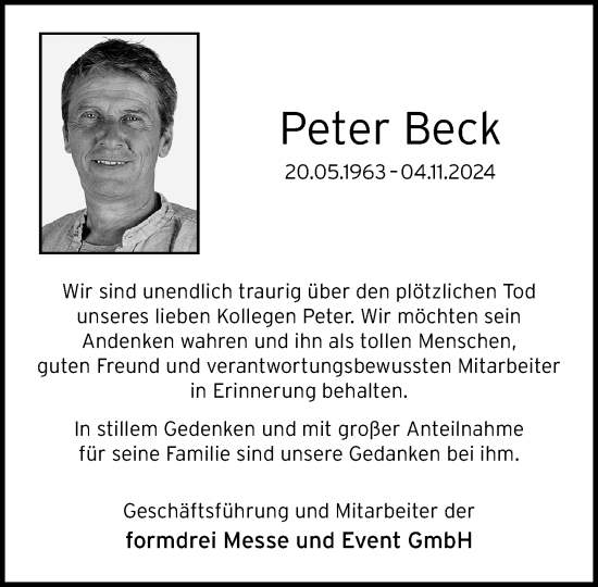 Traueranzeige von Peter Beck von Neue Westfälische