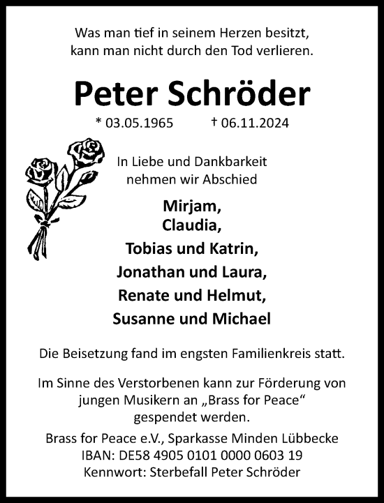 Traueranzeige von Peter Schröder von Neue Westfälische