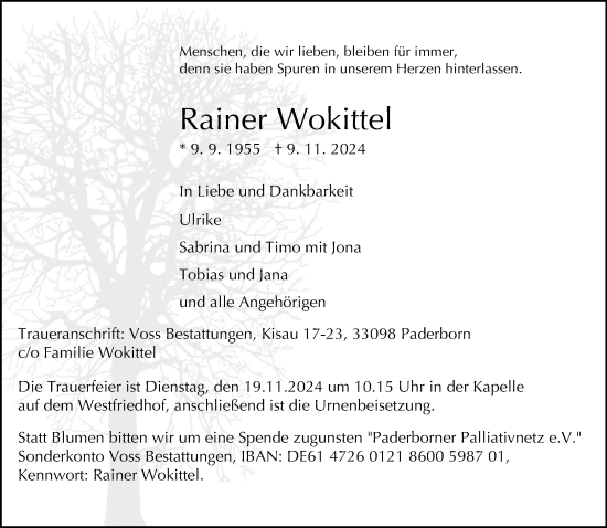 Traueranzeige von Rainer Wokittel von Neue Westfälische