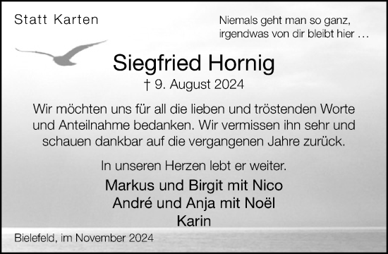 Traueranzeige von Siegfried Hornig von Neue Westfälische