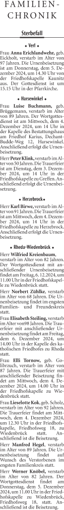 Traueranzeige von Bestattungen vom 03.12.2024 von Neue Westfälische