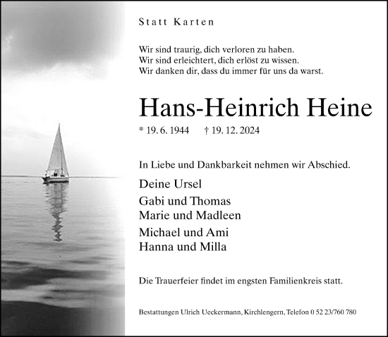 Traueranzeige von Hans-Heinrich Heine von Neue Westfälische