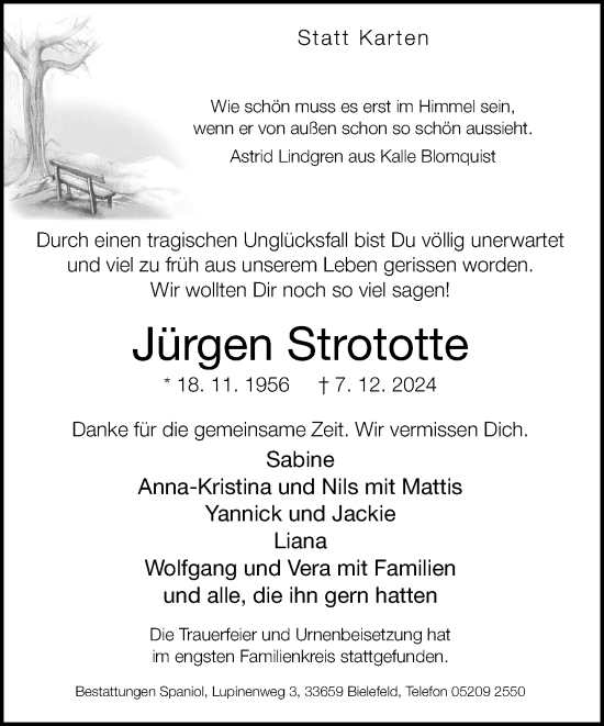 Traueranzeige von Jürgen Strototte von Neue Westfälische