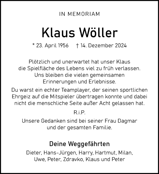 Traueranzeige von Klaus Wöller von Neue Westfälische