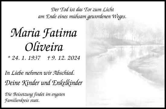 Traueranzeige von Maria Fatima Oliveira von Neue Westfälische