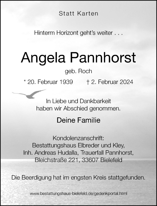 Traueranzeige von Angela Pannhorst von Neue Westfälische