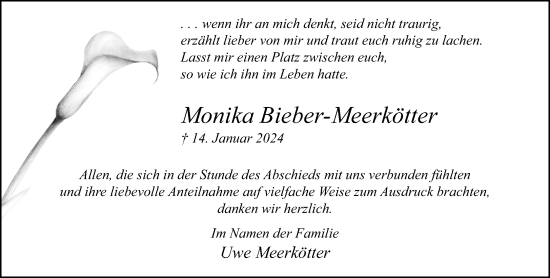 Traueranzeige von Monika Bieber-Meerkötter von Neue Westfälische