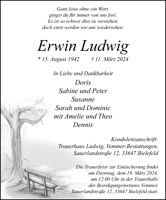 Traueranzeige von Erwin Ludwig