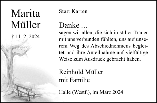 Traueranzeige von Marita Müller von Neue Westfälische