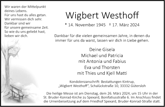 Traueranzeige von Wigbert Westhoff