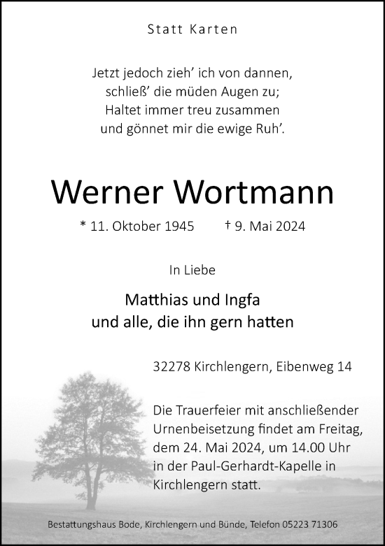 Traueranzeige von Werner Wortmann von Neue Westfälische