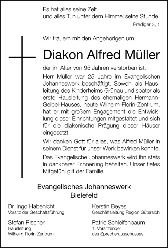 Traueranzeige von Alfred Müller von Neue Westfälische