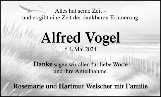 Traueranzeige von Alfred Vogel von Neue Westfälische