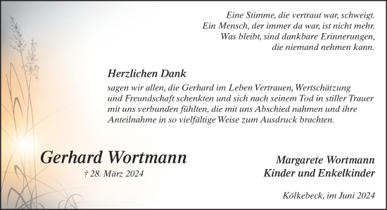 Traueranzeige von Gerhard Wortmann von Neue Westfälische