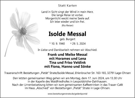 Traueranzeige von Isolde Messal von Neue Westfälische
