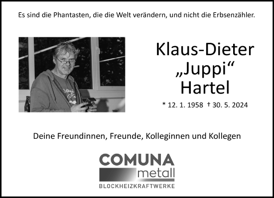 Traueranzeige von Klaus-Dieter Hartel von Neue Westfälische