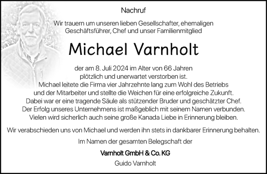 Traueranzeige von Michael Varnholt von Neue Westfälische