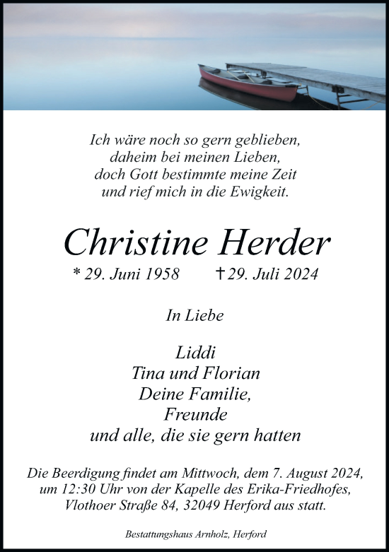 Traueranzeige von Christine Herder von Neue Westfälische