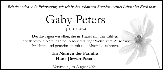 Traueranzeige von Gaby Peters von Neue Westfälische