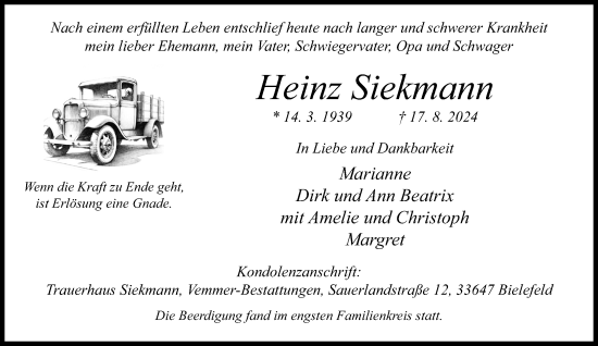 Traueranzeige von Heinz Siekmann von Neue Westfälische